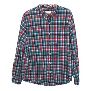 AMERICAN EAGLE SHIRT, RED Teal Check, Size X-Large